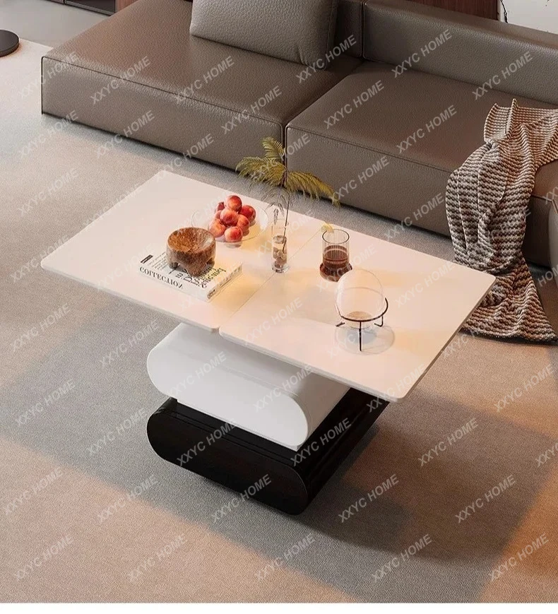 

L minimalist movable coffee table lifting folding rotating dining table rectangular trolley side table
