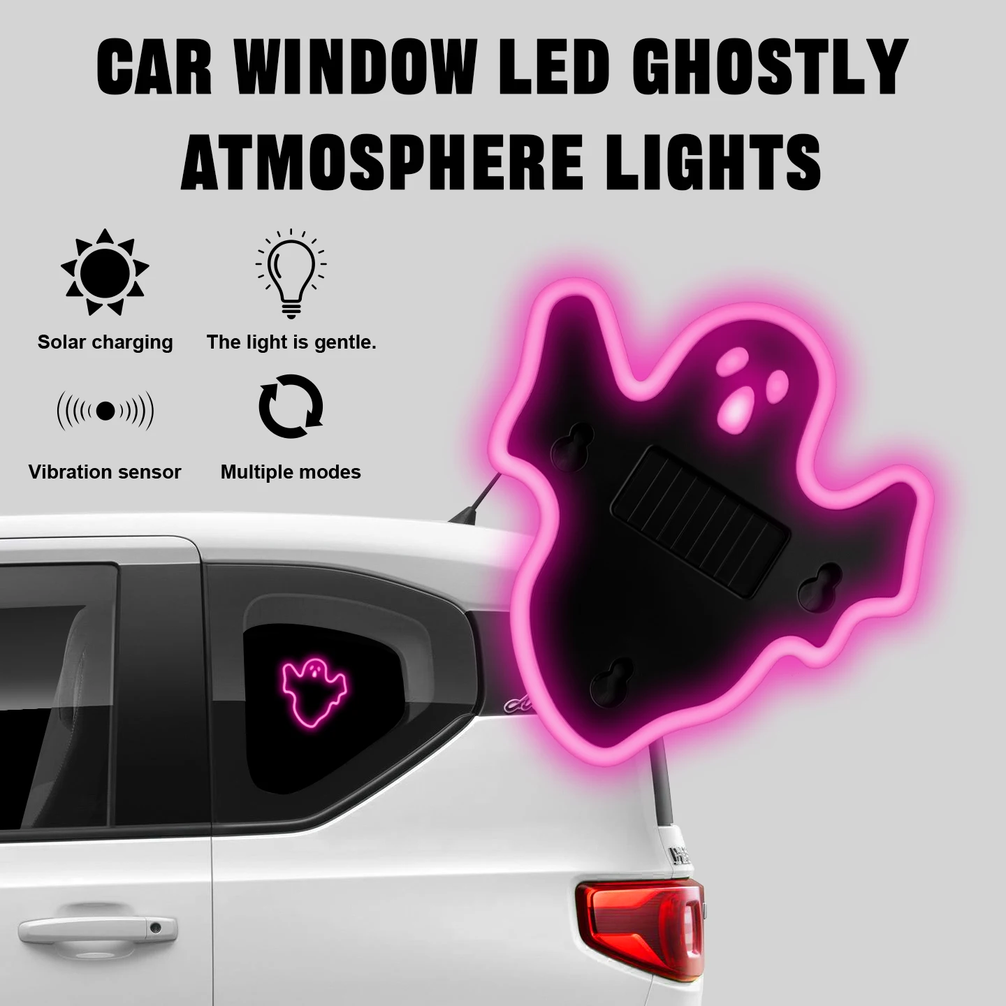KEVANLY Solar Charging Ghost LED Neon Atmosphere Lamp RGB Novelty Light Halloween Decor For Mexican Day of the Dead Decoration