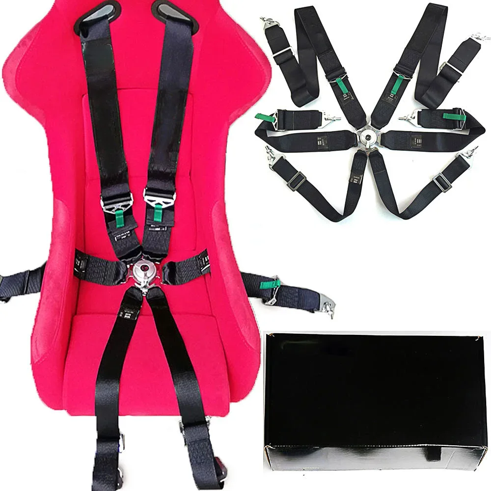 3Inch Universal Racing Harness Seat Belt 6 Point Quick Release Nylon Car Safety Snap-On Racing Seat Belt with TAKA** Logo