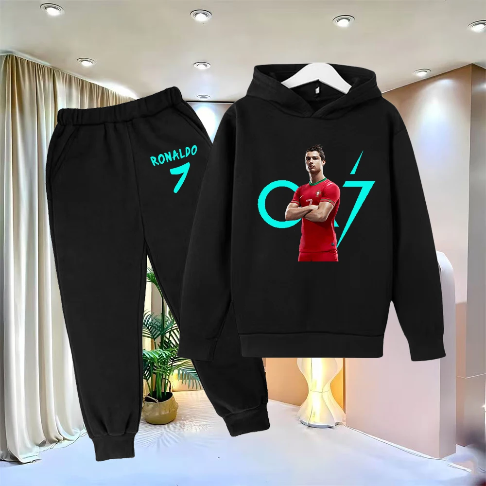 

Kids 2026 Spring Autumn Football Jogging Idol Cr7 Hoodie+Pants Tracksuits 3-12Yrs Boys Girls Casual Outfits Children Clothes Set