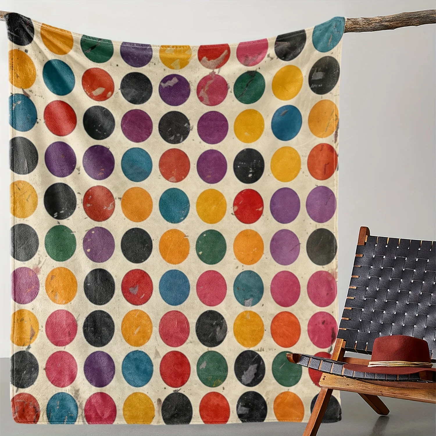 

Винтажное фланелевое одеяло VIKAMA в горошек, мягкое, подходит для диванов в гостиной и спален, одеяло-пеленка для новорожденных