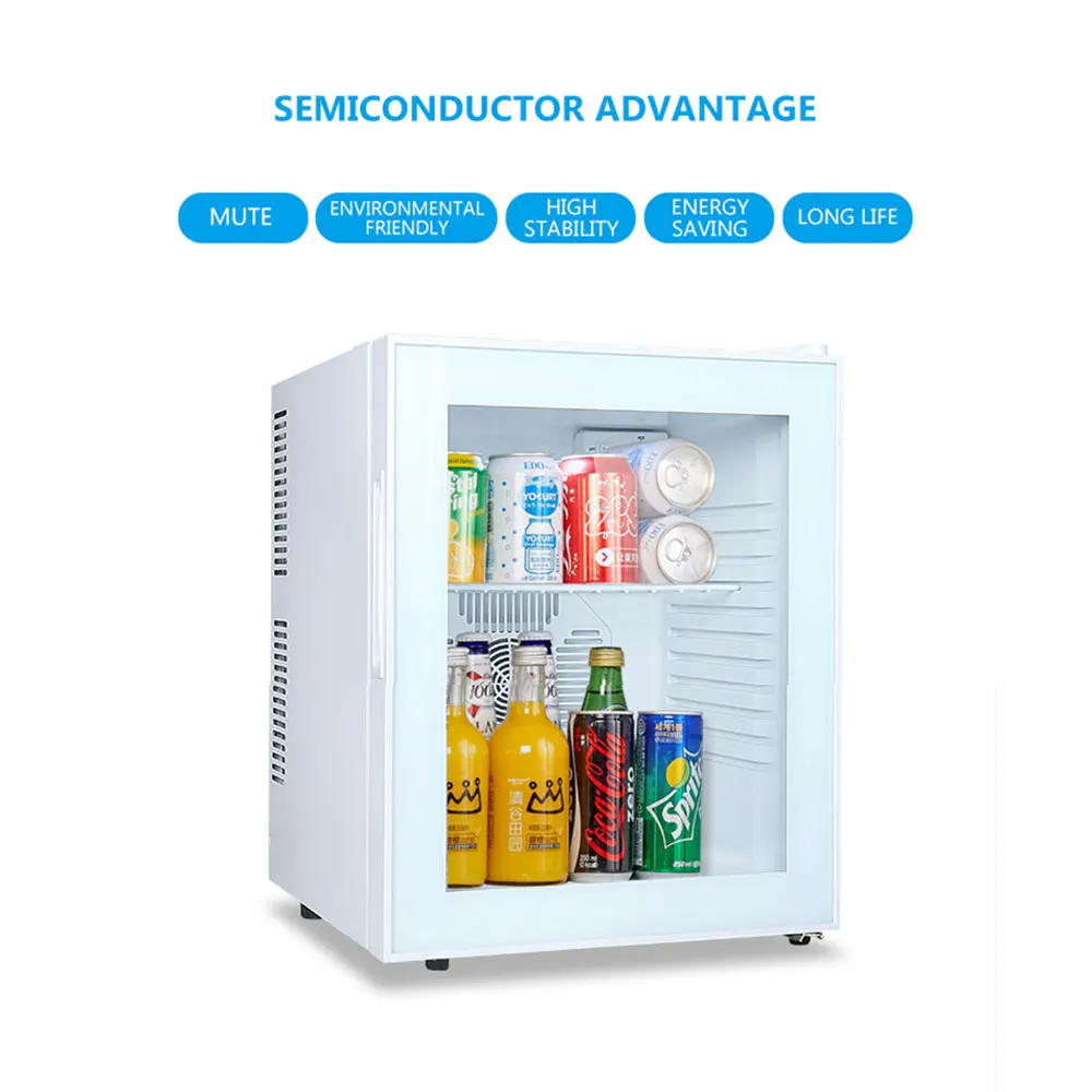 220V 30L Hotel Room Small Refrigerator Mini Transparent Freestanding Display Freezer Mute Mini Fridge 6-18 Celsius