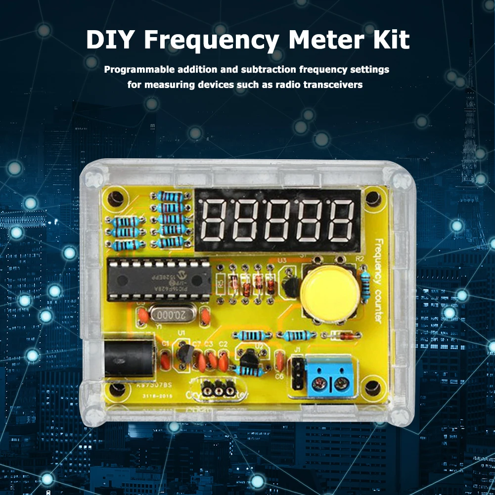 1hz-50mhz Csiszolt üveg Rezgéskeltő Frekvencia Ellenirányban teszter 5 digits kijelző Frekvencia Fogyasztásmérő vel Békateknő esetben DIY kits