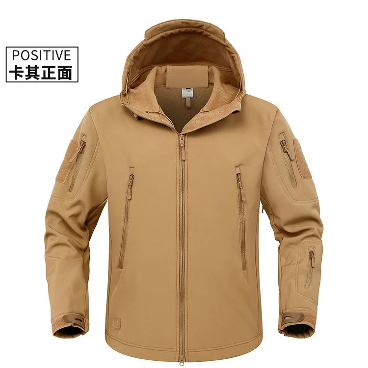 

Shark Skin Soft Shell Jacket Men Velvet Waterproof And Windproof Cycling Thermal Tactical Trench Coat Mountaineering Jacket
