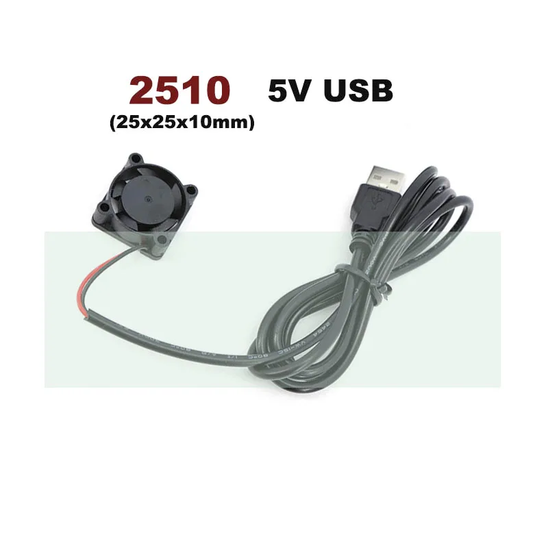 2510 2.5cm DC 5V USB Fan Case Cooler 25mm Brushless Cooling Fans For Raspberry Radiator Ventilation Oil Bearing PC Computer W28