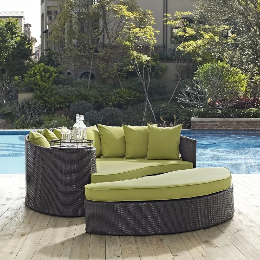 

Wicker Rattan Outdoor Patio Poolside Sectional Sofa Daybed with Cushions