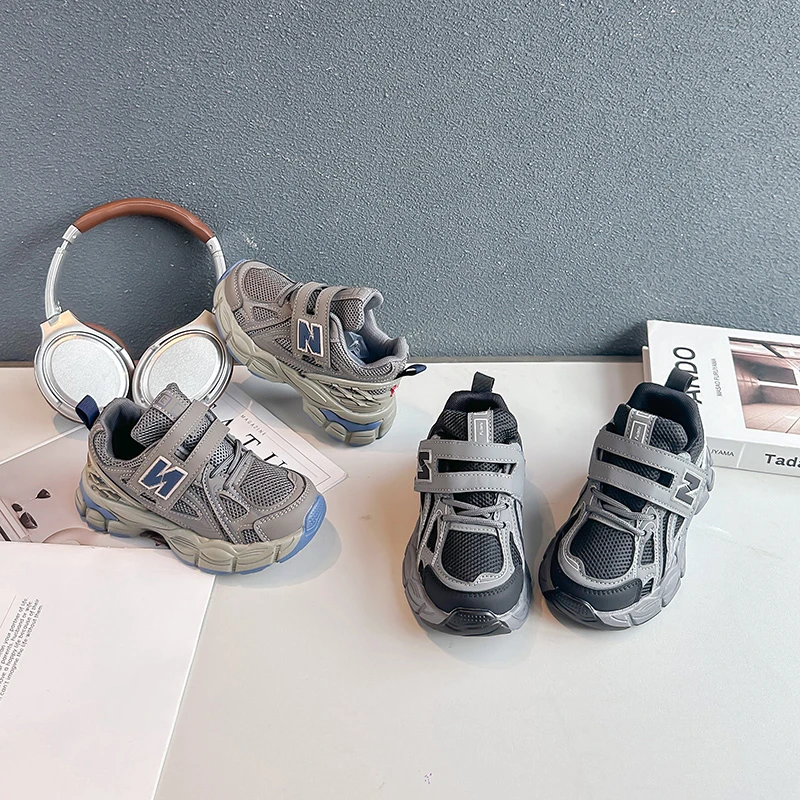 Kleinkinder Chunky Plateau-Sneaker Atmungsaktives Mesh Klettverschluss Rutschfeste Robuste Dicke Sohle Leichte Wander- und Sportschuhe – Detail 4