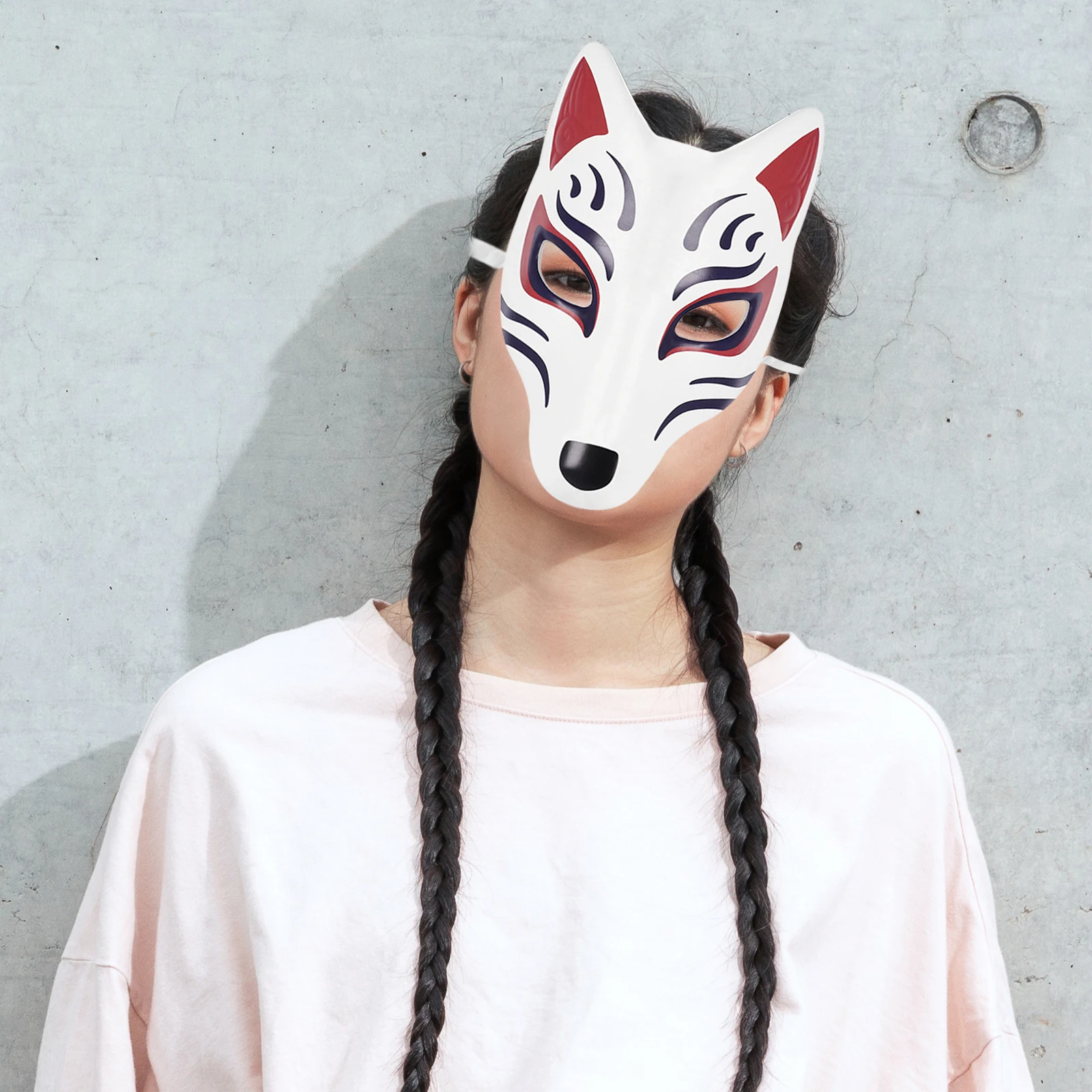 

Unpainted Fox Half Mask Tails Bace Props Diy Blank Masks Lovers Halloween Paper