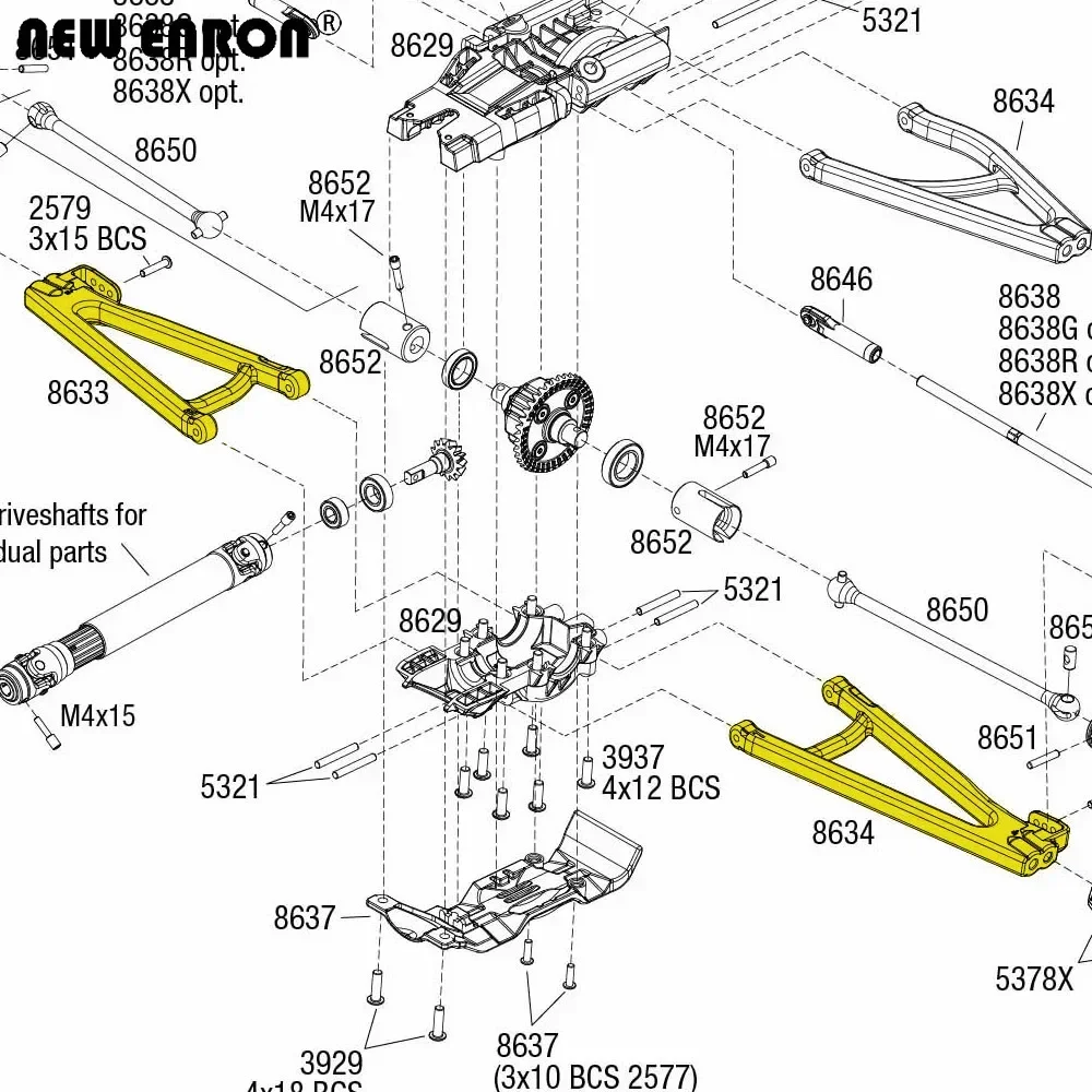 Bras de suspension inférieur arrière en alliage pour RC 8633 TRAXXAS E-Revo, bras de suspension droit, mise à niveau Prats, 8634, 1/10, VXL, 2.0-4, nouveau dépôt