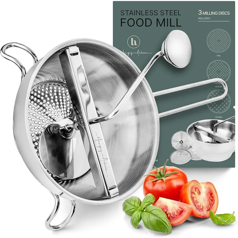 

Ergonomic Food Mill Stainless Steel 3 Grinding Milling Discs, Handle Stainless Steel Bowl - Rotary Food Mill Tomato Sauce