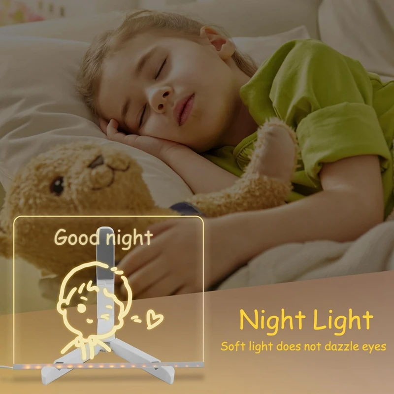 Acryl LED leuchtendes Zeichenbrett Spielzeug für Kinder Geschenk zum Kratzen verstellbar löschbares Buchstaben-Nachrichtenbrett