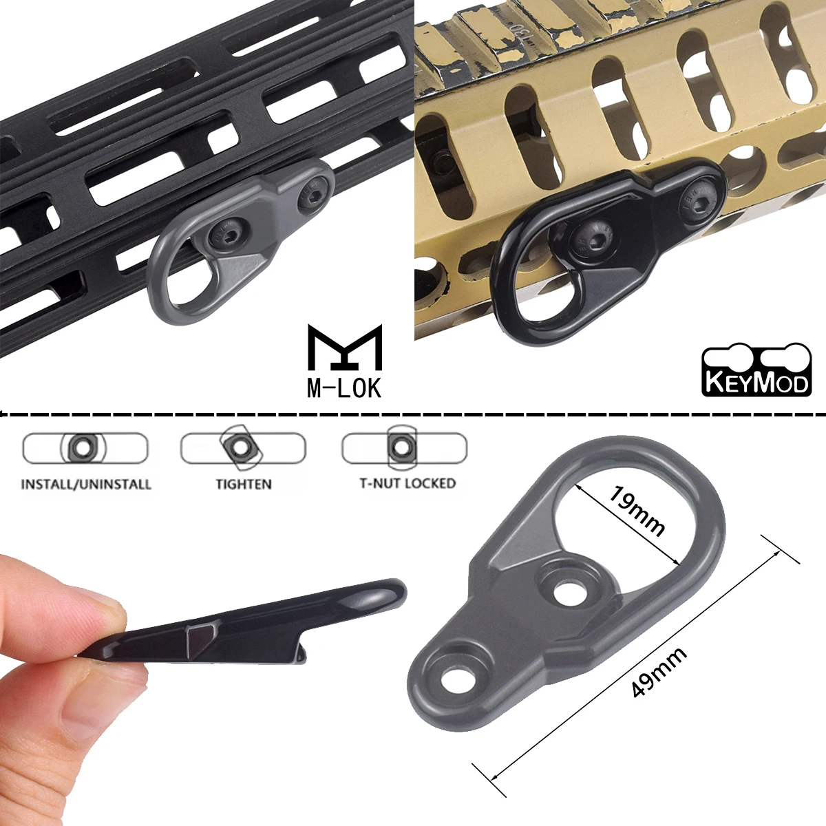 RSA GBB Buckle QD Swivel Sling Mlok Scope Mount Attachment Adapter Pictinny Rail Quick Detach Release QD Sling Point Mount Hook