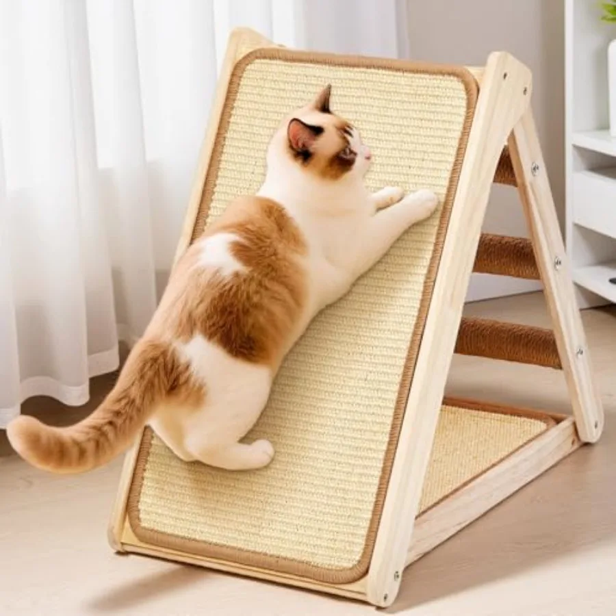 

Large Sisal Cat Scratcher Pads Pre-Assembled Ready to Use Solid Wood Sisal Scratching Posts for Indoor Cats Adults Kittens