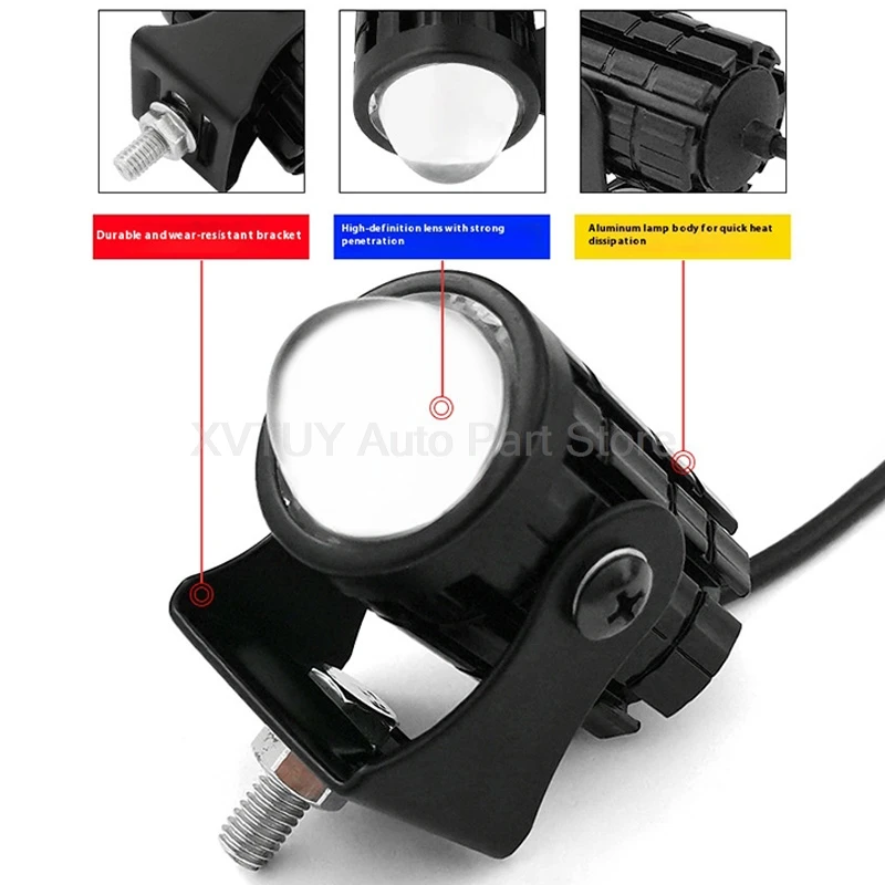 حار دراجة نارية الأضواء المصباح LED لونين صغير الصلب مدفع عالية منخفضة شعاع مقاوم للماء السوبر مشرق 8-80 فولت الجهد واسعة #4