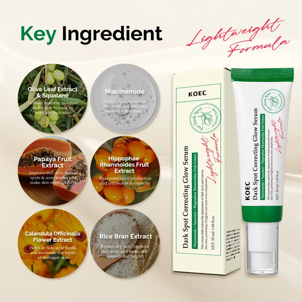 50 مللي KOEC مصل توهج لتصحيح البقع الداكنة ترطيب مهدئ اشراق حتى لون البشرة تحسين مرونة النياسيناميد سكوالان #4