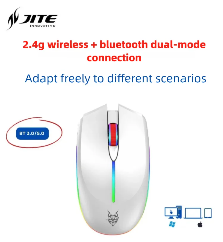 

JITE Wireless Bluetooth Gaming Mouse 2.4g USB Rechargeable Ergonomic Mechanical Backlight Design for Laptop PC Computer Gamer