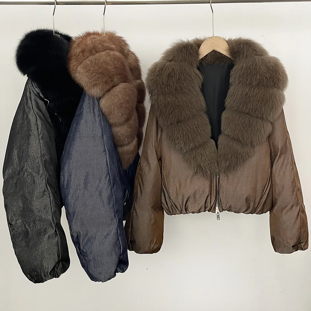OFTBUY 90% White Duck Down Coat Luxury Winter Puffer Jacket Women Female Real Natural Fox Raccoon Fur Thick Warm Parkas