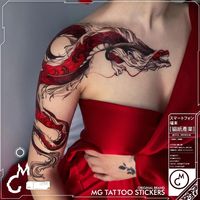 Chinese Retro Dragon Temporary Tattoo Art Lasting Fake Tattoo for Woman Thigh Red Sexy Sticker Waterproof Tatuajes Temporales