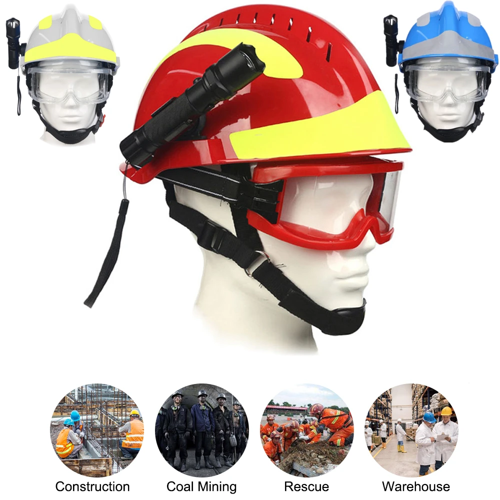 Firefighter protective helmetEmergency rescue firefighting ABS helmet with headlamp and gogglesF2 safety rescue helmet