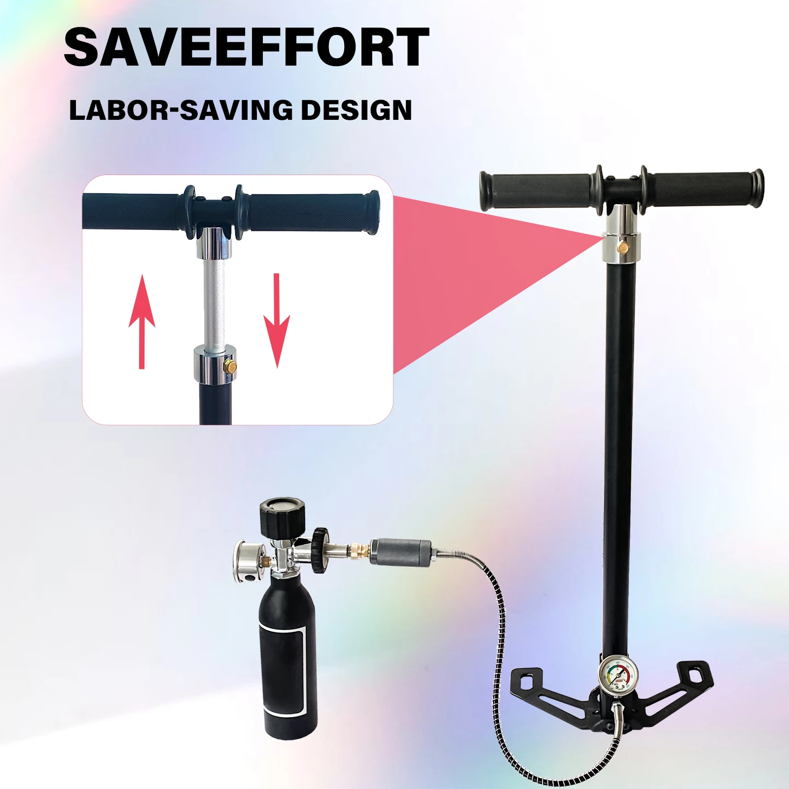 NUOGE 4Stage 30mpa 4500Psi PCP Hand Pump High Pressure Operated HPA Tank Hunting Car Bicycle