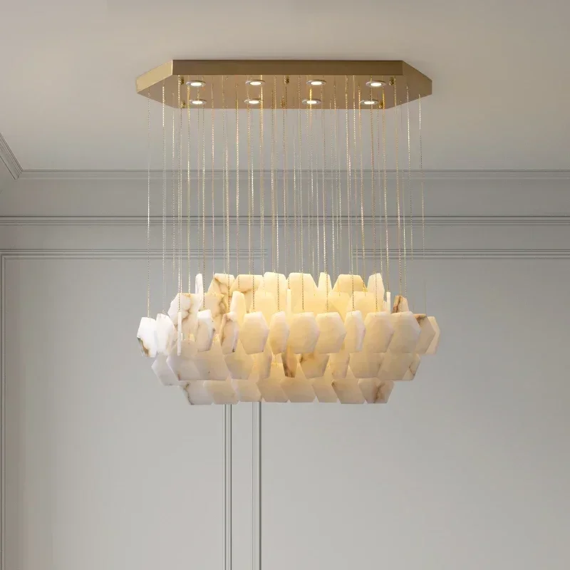 Modern Artsy Hanging Lamps for Ceiling Villa Shop Hotel Luxury Pendant Light Minimalist Natural Stone Chandelier Loft Room Decor
