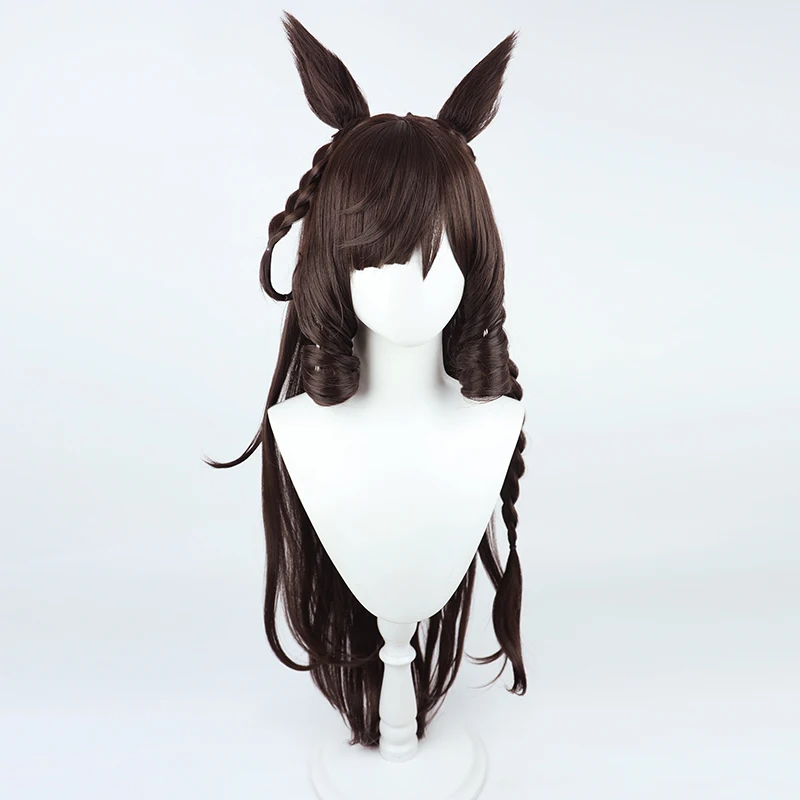 Perruque de Cosplay synthétique de jeu animé Uma Musume, jolie Derby Daiichi Ruby, avec queues d'oreille, fête de jeu de rôle, Fiber résistante à la chaleur