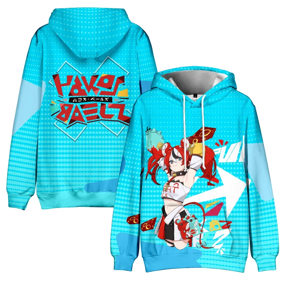 Hakos Baelz VTuber Anime Hoodie Long Sleeve Man Adult Sweatshirt Harajuku Streetwear Promo 2024 New Japanese Manga 3D Clothes