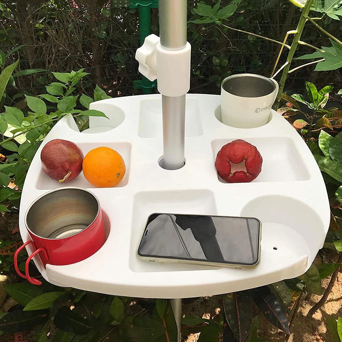 CYBeach Umbrella Umbrella Tray, with 4 Cup Holders and 4 Snack Grids, Suitable for Beaches, Terraces, Gardens and Swimming Pools