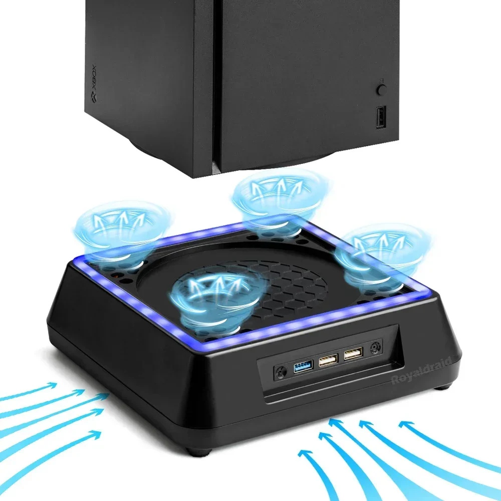 NEW For Xbox Series X XSX Cooling Fan Stand Base 3 Speed Adjustable with LED Light USB Port Bracket Holder For XSX Game Access view 3