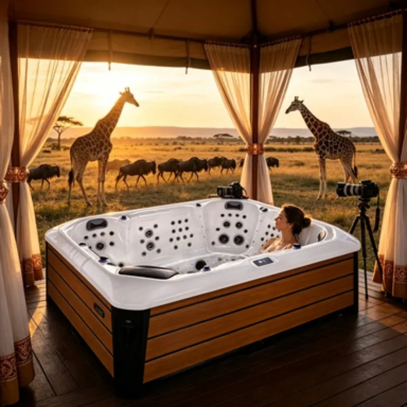 Gecko System Spa Whirlpool Jacuzzi Massage Bathtub Hot Tub Hydrotherapy Acrylic 5 Person 52 Jets Waterfall Ozone