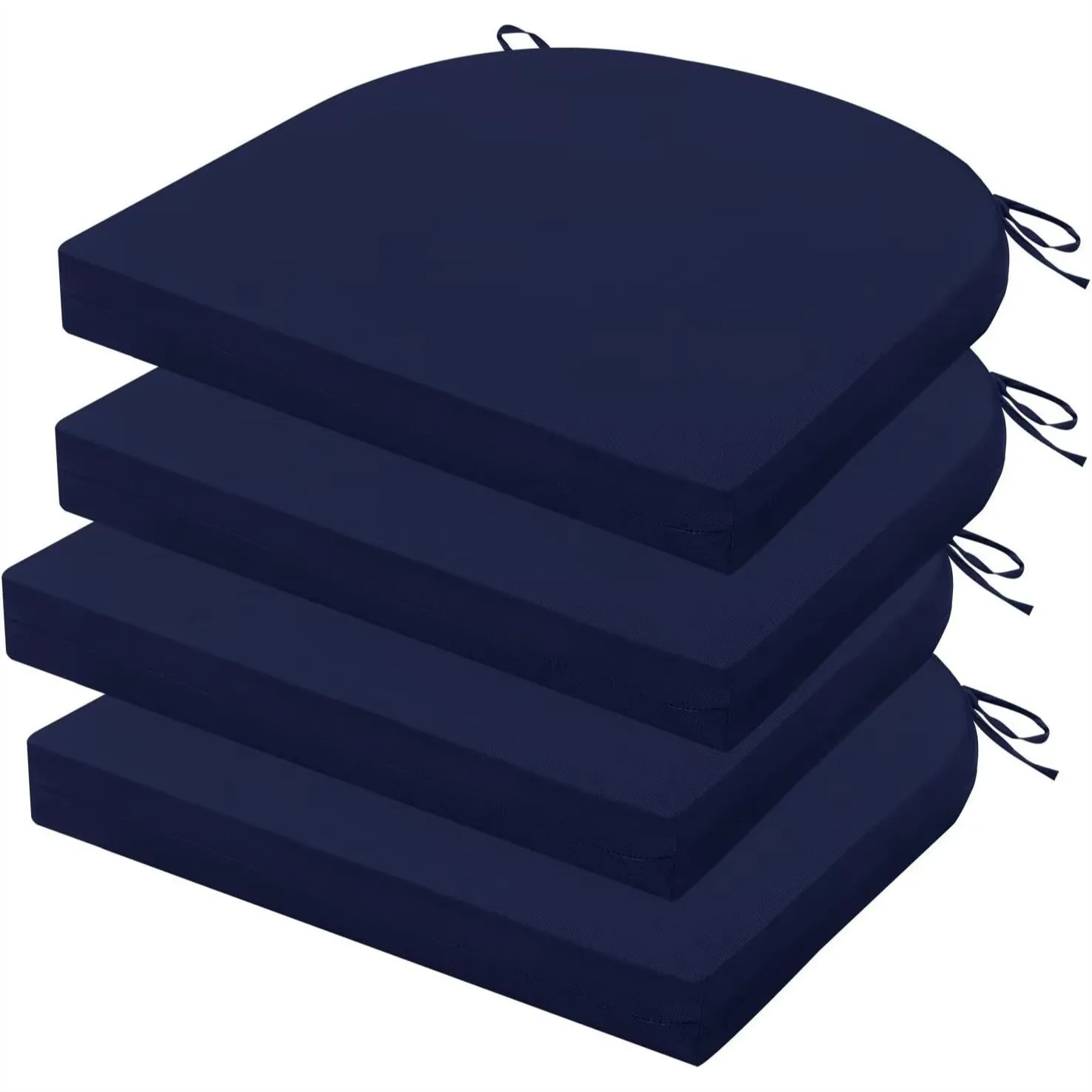 

Patio Chair Cushions Set of 4, 17x16 Inch Outdoor Cushions, Water Resistant with Non-Slip Ties, Navy Blue