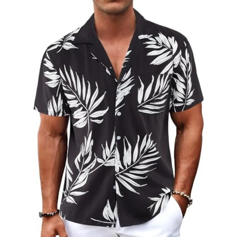 Men's Hawaiian Shirt Short Sleeved Button Casual Shirt Summer Print Tropical Floral Beach Shirt