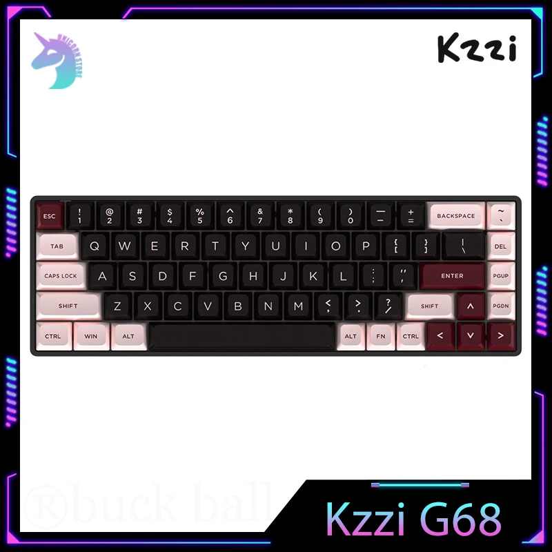 

Игровая механическая клавиатура Kzzi G68, проводная клавиатура из алюминиевого сплава с 68 клавишами, с подставкой, с возможностью горячей замены RGB Rt, игровая механическая клавиатура
