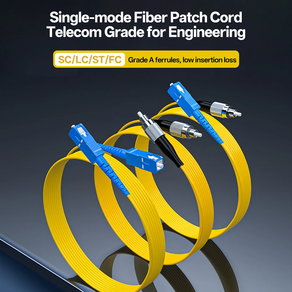 BYXGD Single Mode Fiber Patch Cord Telecom Grade 3Meter SC/LC/ST/FC Simplex Jumper Cable Low Insertion Loss for FTTH Data Center