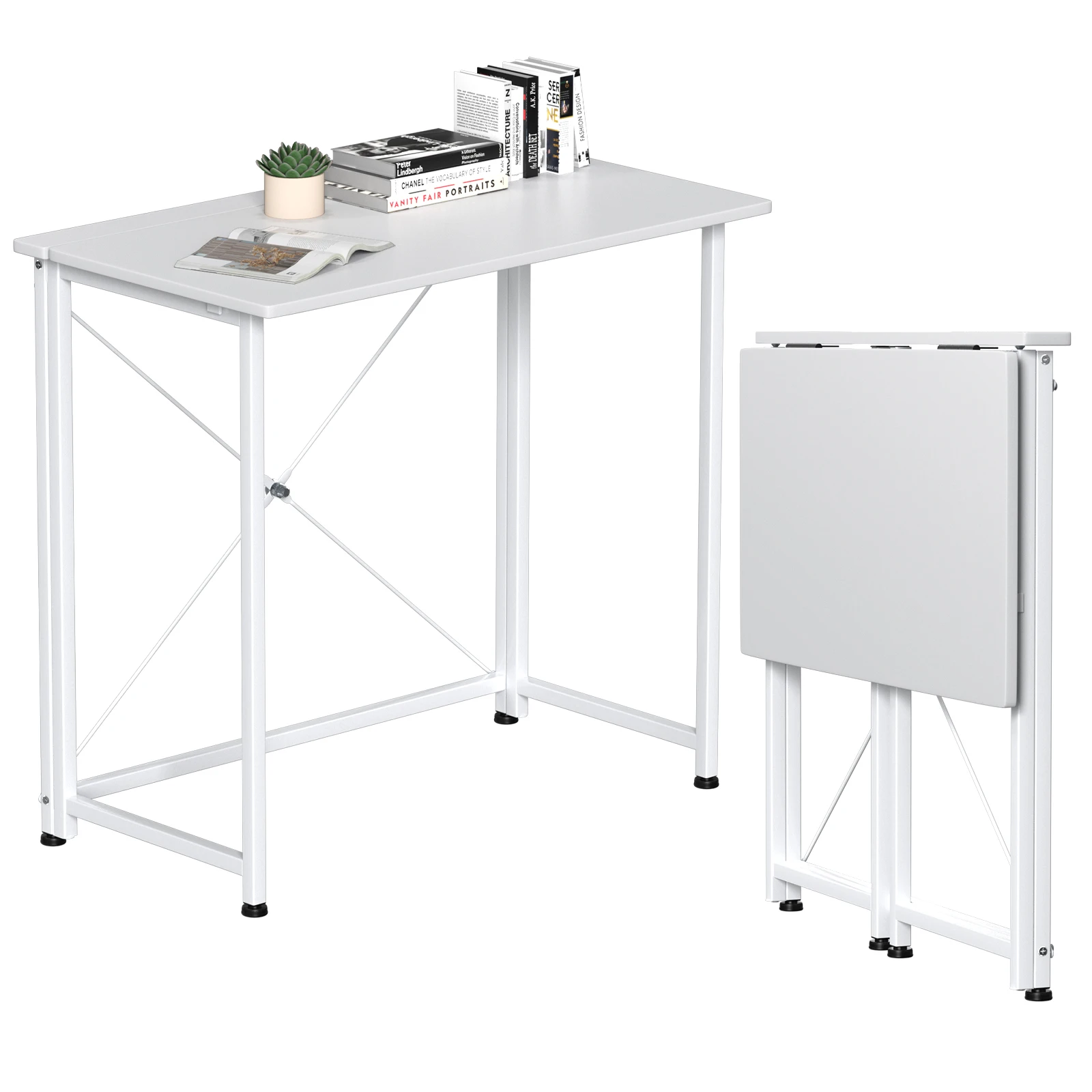 Mesa Plegable Multifuncional, Mesa Plegable para Espacios Pequeños, Escritorio para Computadora, Marco Metálico, Escritorio Portátil para Estudio/Trabajo, 80x45x74cm