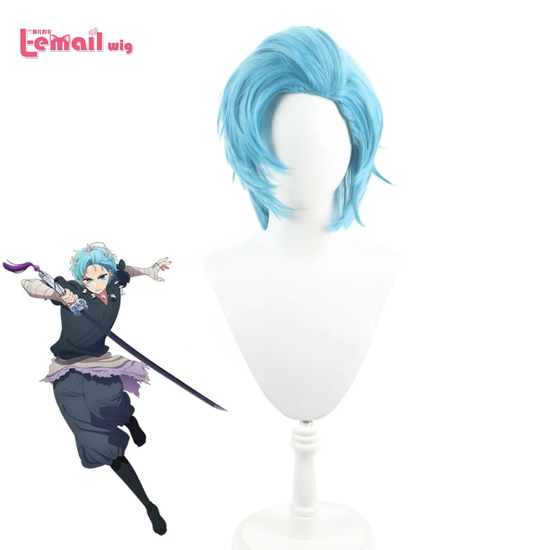 L-email wig Synthetic Hair Anime Oshi No Ko Season 2 Hoshino Akuamarin Cosplay Wigs 35cm Blue Color Cos Wig Heat Resistant Wig