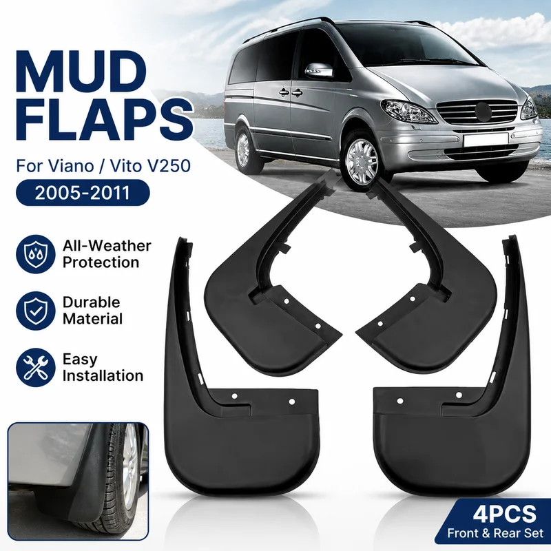 Брызговики для Mercedes-Benz Viano Vito V250 2005-2011, всепогодные, легко устанавливаемые, передние и задние, замена