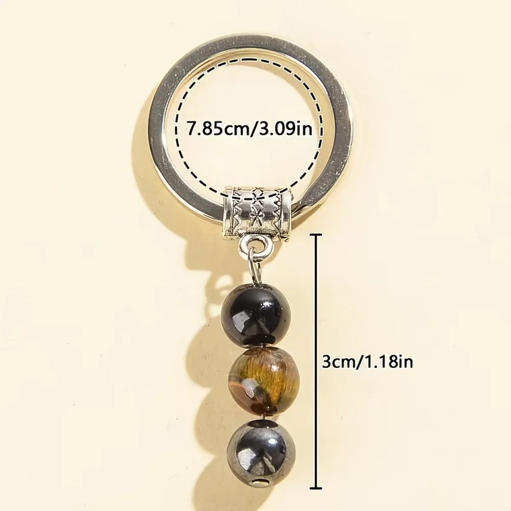 for Tiger Eye Volcanic Glass Magnetic Keychain with Metal Ring for Keys Bag Purse Backpack Everyday Use for Tiger