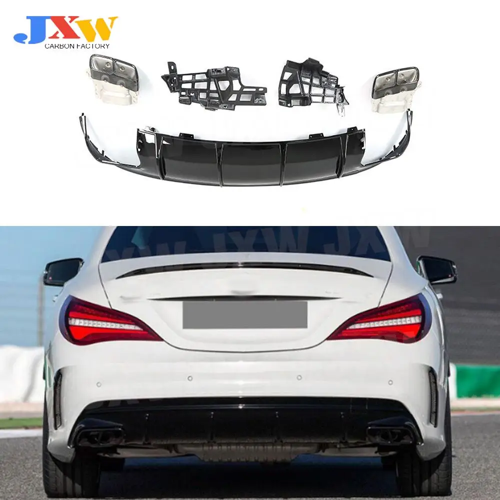 

PP+Stainless Steel Rear Bumper Lip Diffuser With Exhaust Tips For Mercedes Benz CLA Class W117 CLA260 CLA45 2013-2018