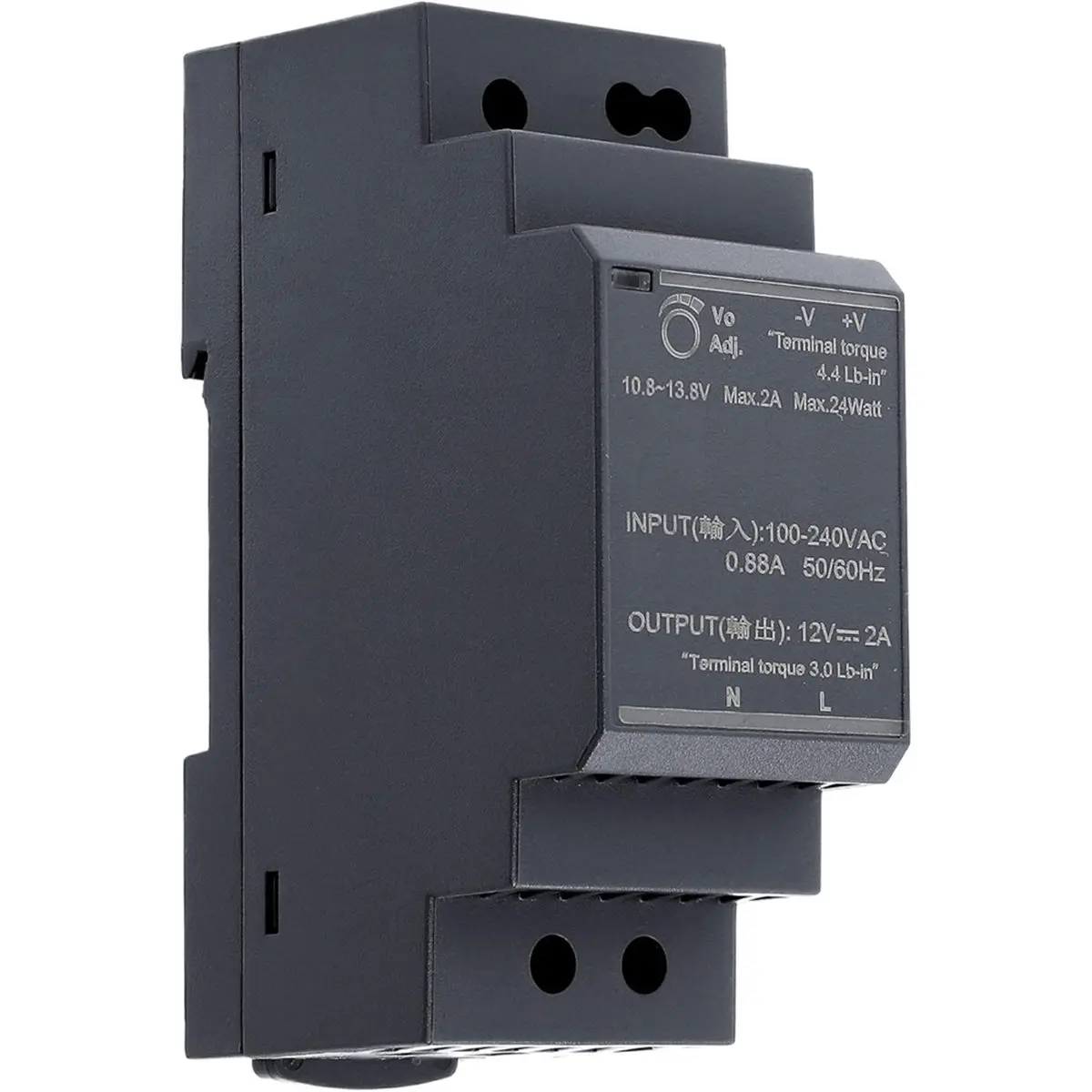 A50U HDR-30-12 DIN Rail Power Supply - 24W, 12VDC, 2A with Versatile Mounting Options