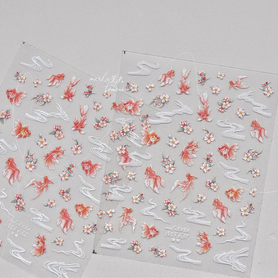 1pc Cartoon Ornamental Carp Nail Art Stickers Nails Decorations Accessories Goldfish Self Adhesive Nail Supplies