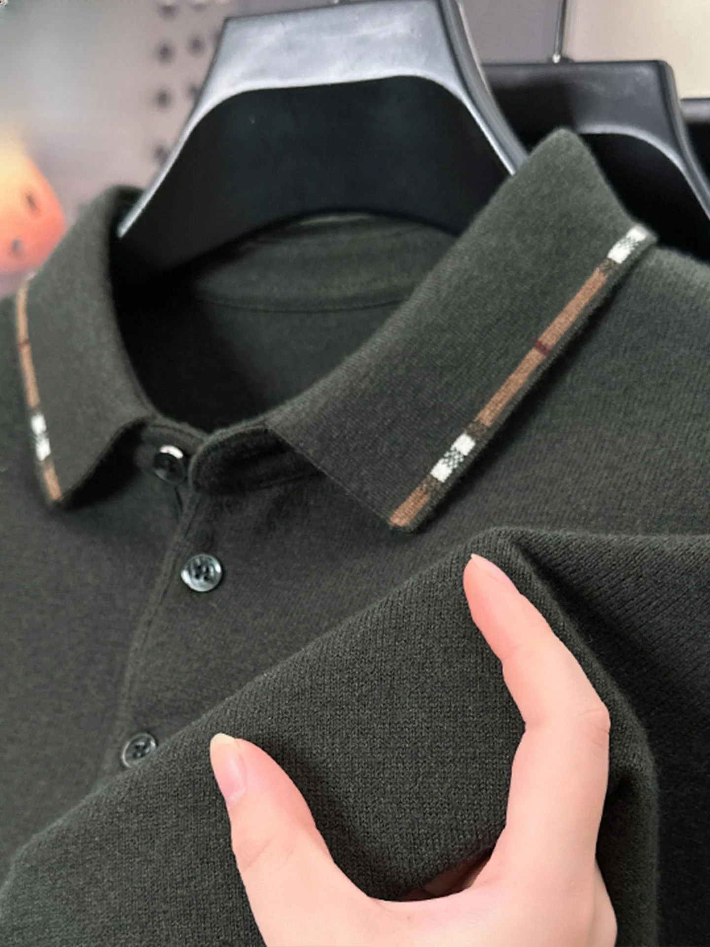 

00% Pure Wool Knitted Long Sve irt Men's Busin Casual Sle Soft Woolen Fabric Straight Cut Fit Anti-Ball T-irt