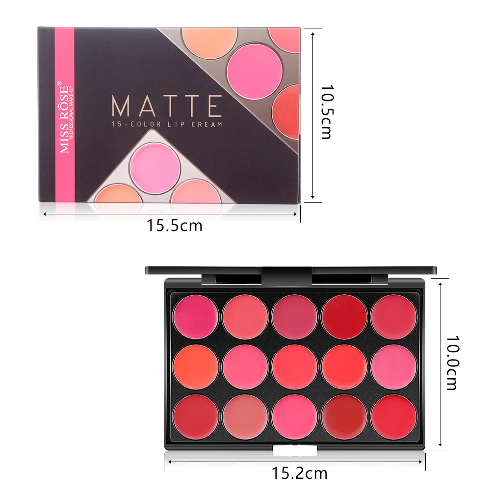 最も人気のある中国コスメ「ミスローズ」15色マットリップスティック持続性リップパレット　リップスティックパレット