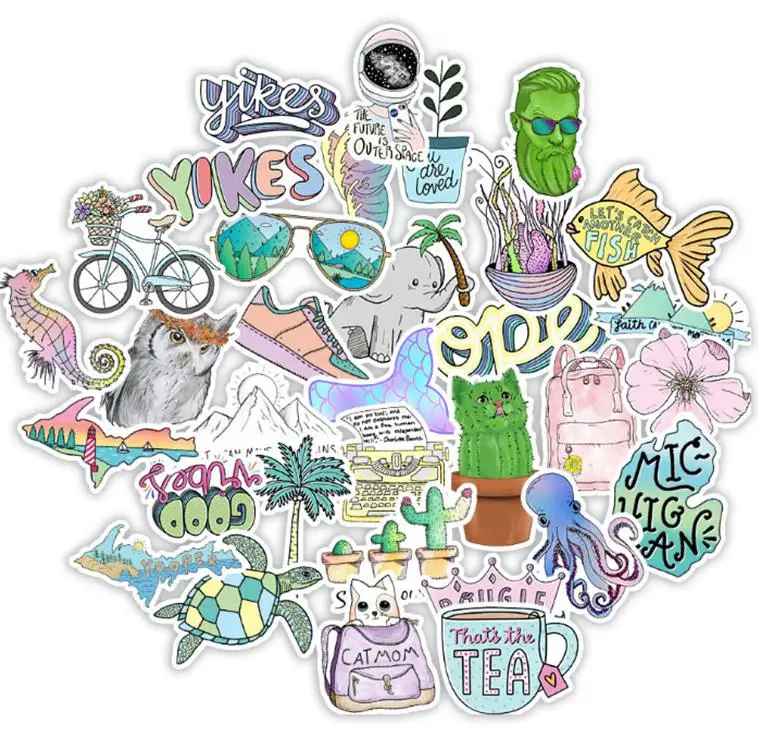 10/30/50pcs  Happy Vsco  Sticker School Student Diary Hand Ledger Stationery Mobile Phone Guitar Decoration Kawaii Girl Toys