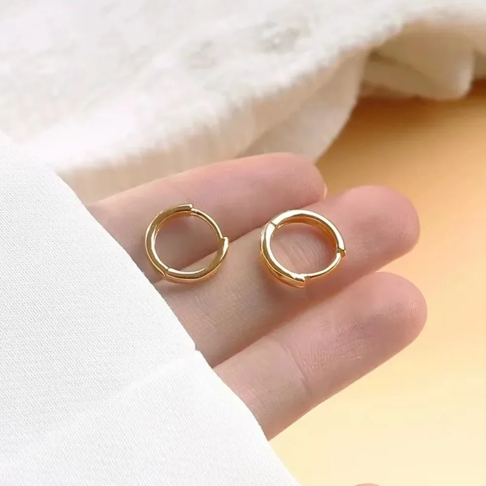 الكورية موضة لامعة استدارة القرط هوب المرأة شيك Huggie هوب أقراط للنساء الحضرية الحديثة الإناث الأذن الأطواق مجوهرات #3