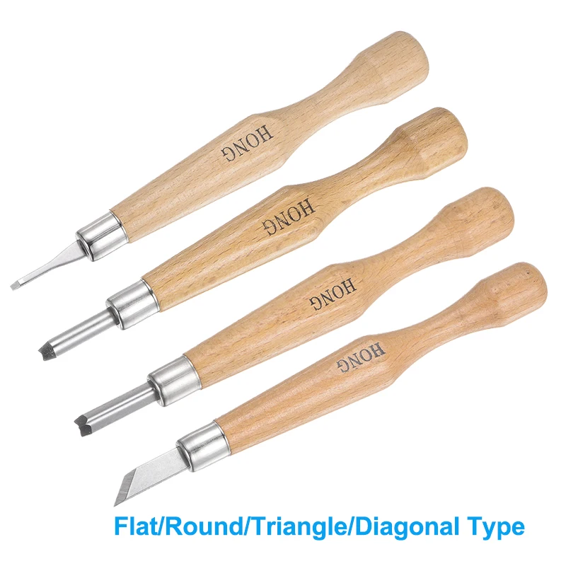 

1.5/2/3/4/5.5/6.35/7.1mm Wood Carving Chisels Tools Carbon Steel Flat Round Triangle Diagonal Blade Woodworking Engraving Knife