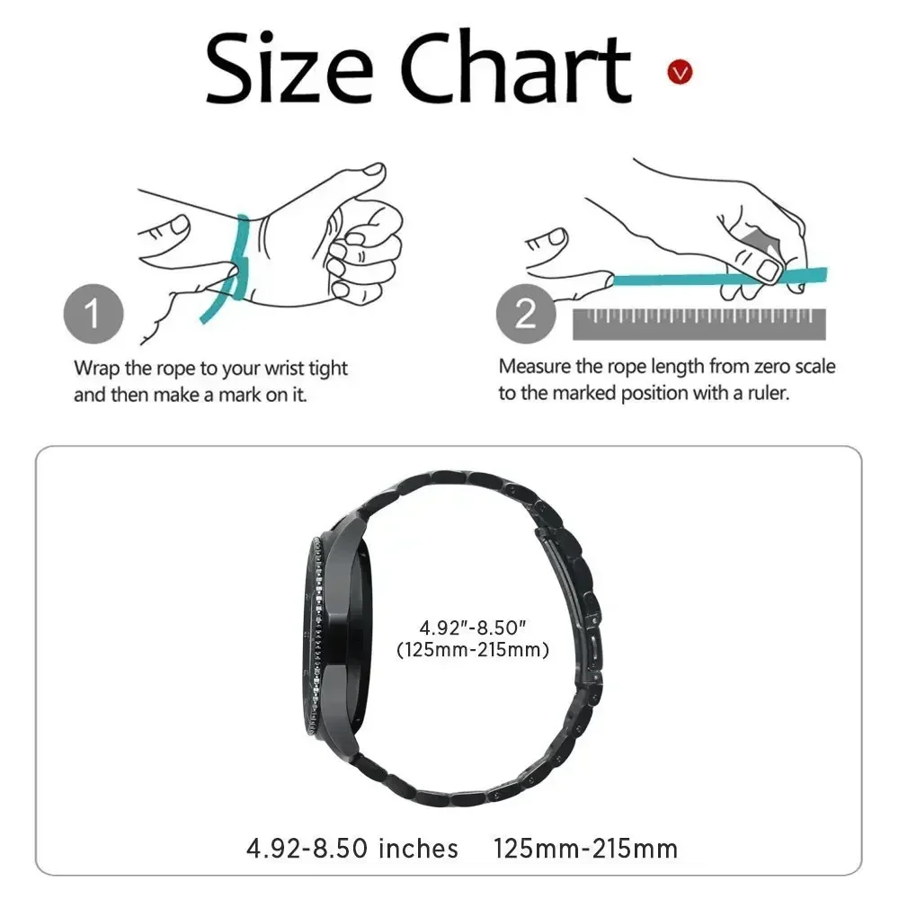 Watch Band for Samsung Galaxy Watch 46mm/Huawei Watch GT2/Amazfit GTR 47mm Sports Steel Bracelet Wristband for 22mm 20mm Band