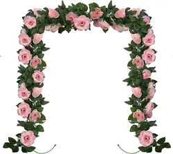 2 Pack Flower Garland Artificial Pink Rose Garlands Flowers Vine Fake Floral Vines for Wall Birthday Party Wedding Room Decor