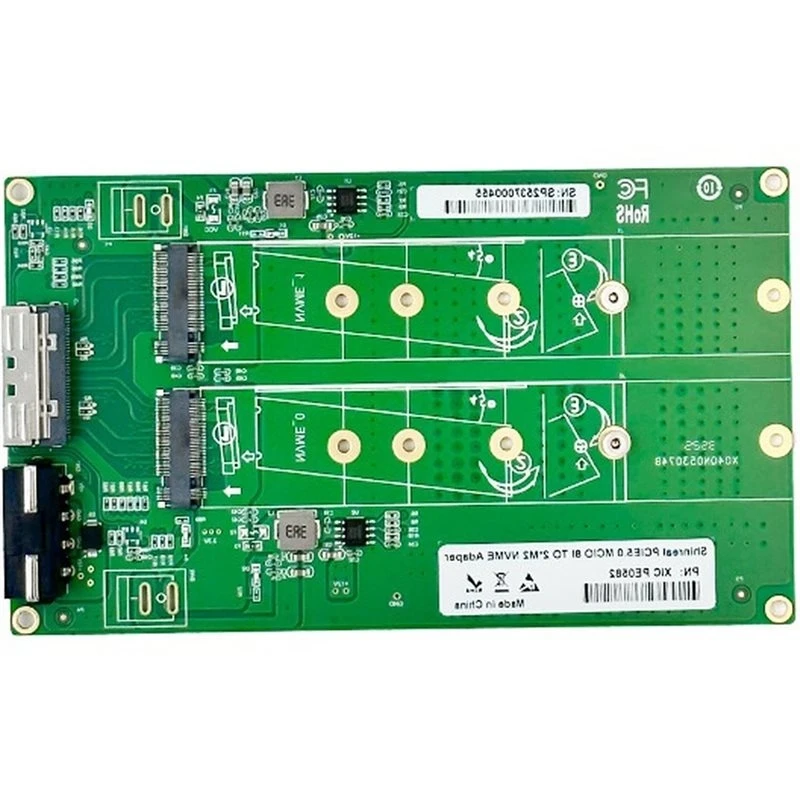 Super Deal -Dual M. 2 Gen5 Nvme SSD Adapter Card Pcie 5.0 MCIO 8I To M-Key 2280 Expansion Converter For Desktop For Server