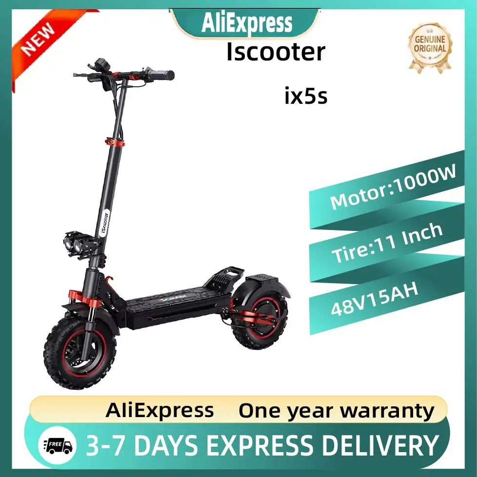 Trottinette électrique puissante iScooter ix5s 1000W, trottinette électrique pour adultes, trottinette électrique urbaine 11 pouces